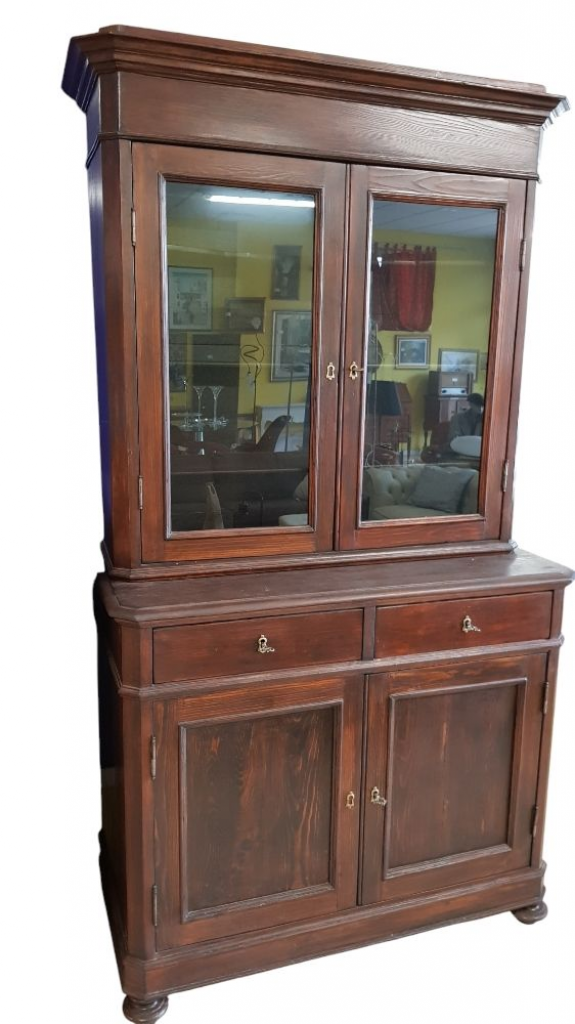 Mercatopoli Credenza Vetrina 2 Corpi Vintage Arte Povera L118 P56 H215
