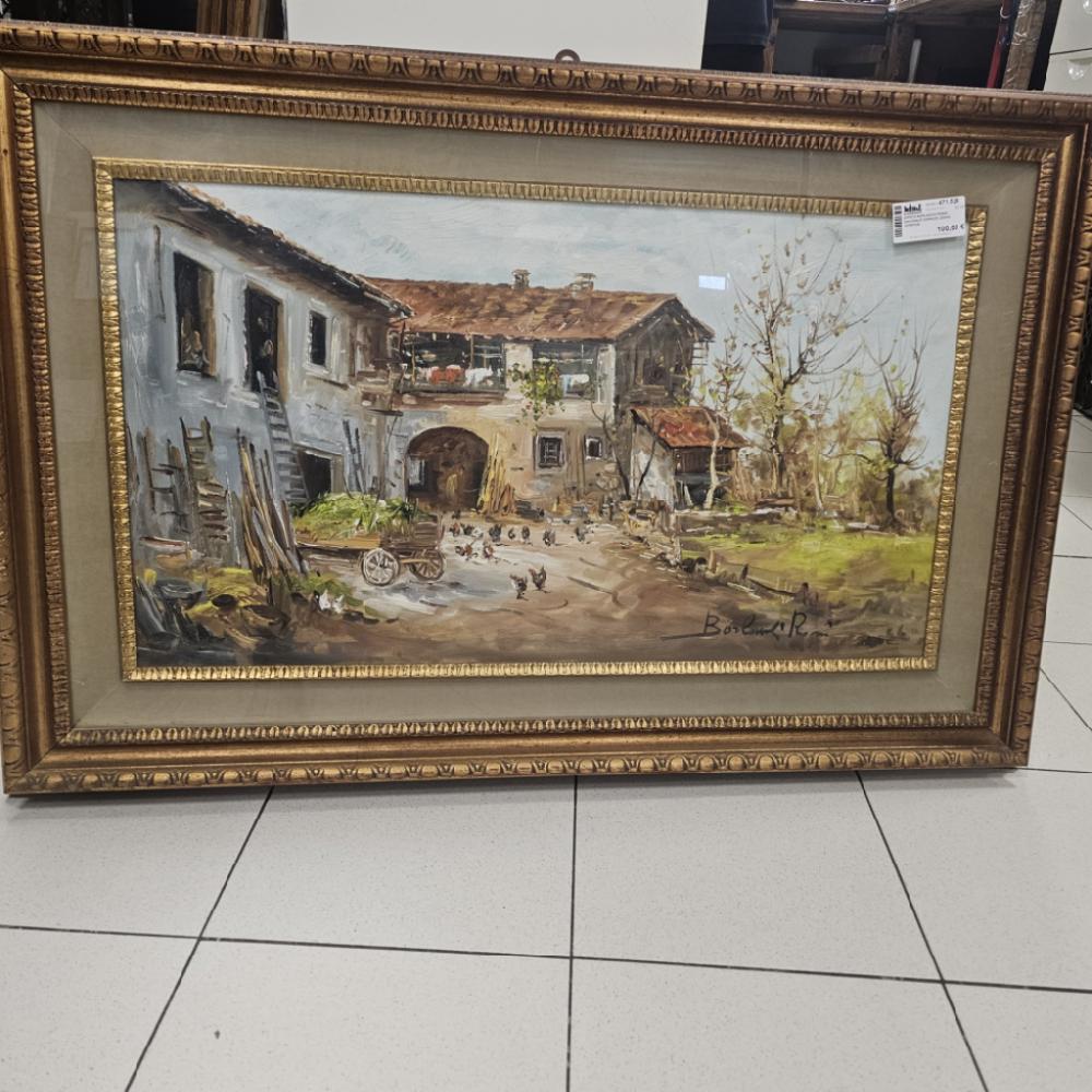 Mercatopoli DIPINTO BORLACCHI ROSSI CASCINALE CORNICE LEGNO 107X67CM