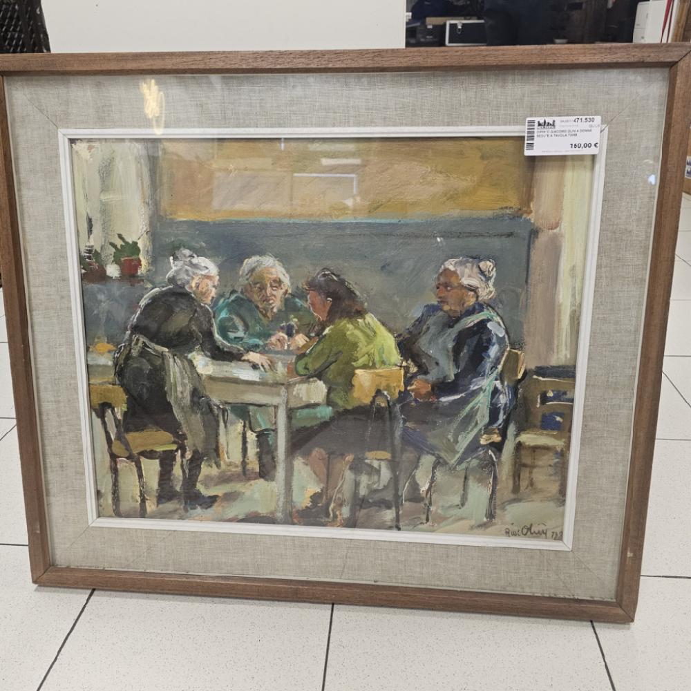 Mercatopoli DIPINTO GIACOMO OLINI 4 DONNE SEDUTE A TAVOLA 73X63