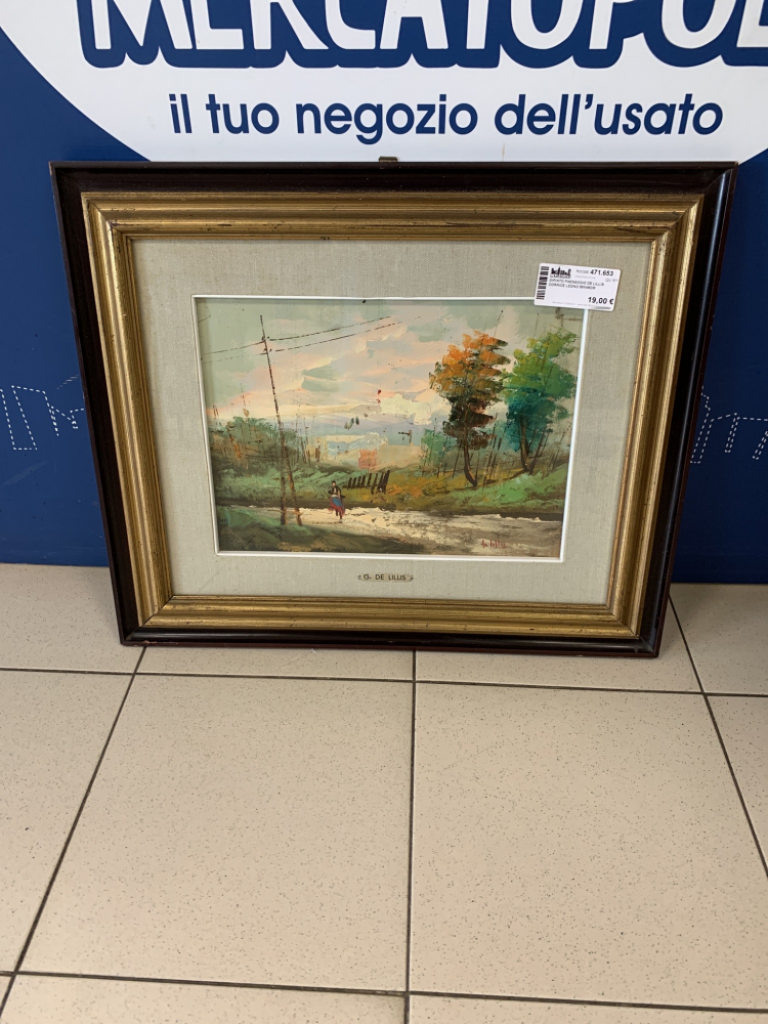 Mercatopoli Dipinto Paesaggio De Lillis Cornice Legno 58x48cm