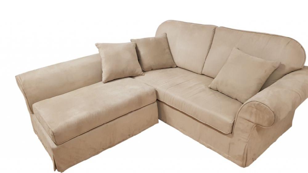 Mercatopoli Divano Angolo (dx o sx) Microfibra Tortora + 3 Cuscini