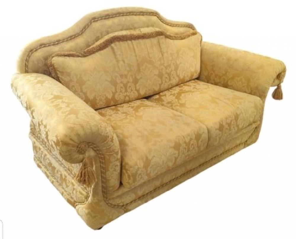 Mercatopoli Divano Classico 2 Posti Tessuto Damascato Oro Con Nappine Ai Braccioli L165 P80 H93