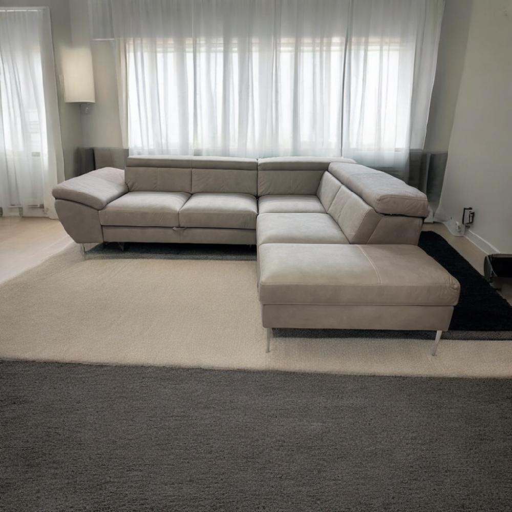 Mercatopoli Divano Tessuto Angolare Grigio Chiaro Pouff Contenitore