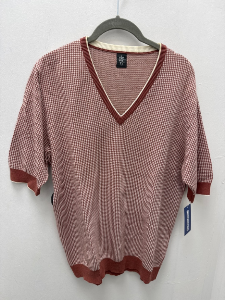 Mercatopoli Eleventy Maglia Pied De Poule Mattone E Chiaro Man Corta Uomo L