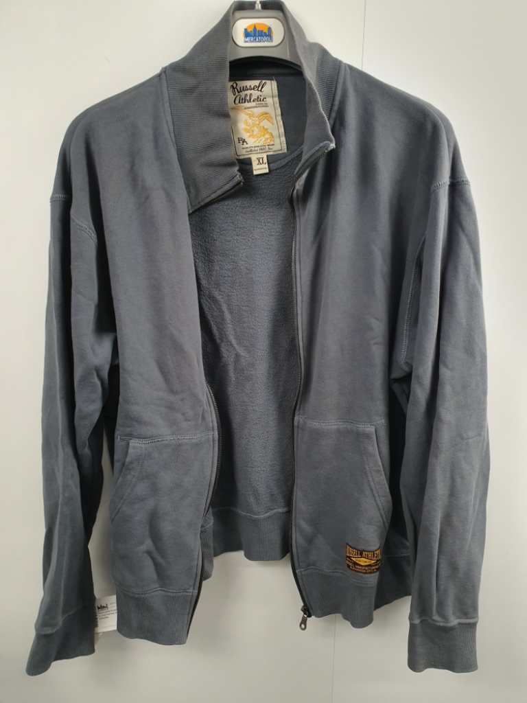 Mercatopoli Felpa Uomo Russel Athletic Tg Xl Avio Vintage Mod. Con Cerniera