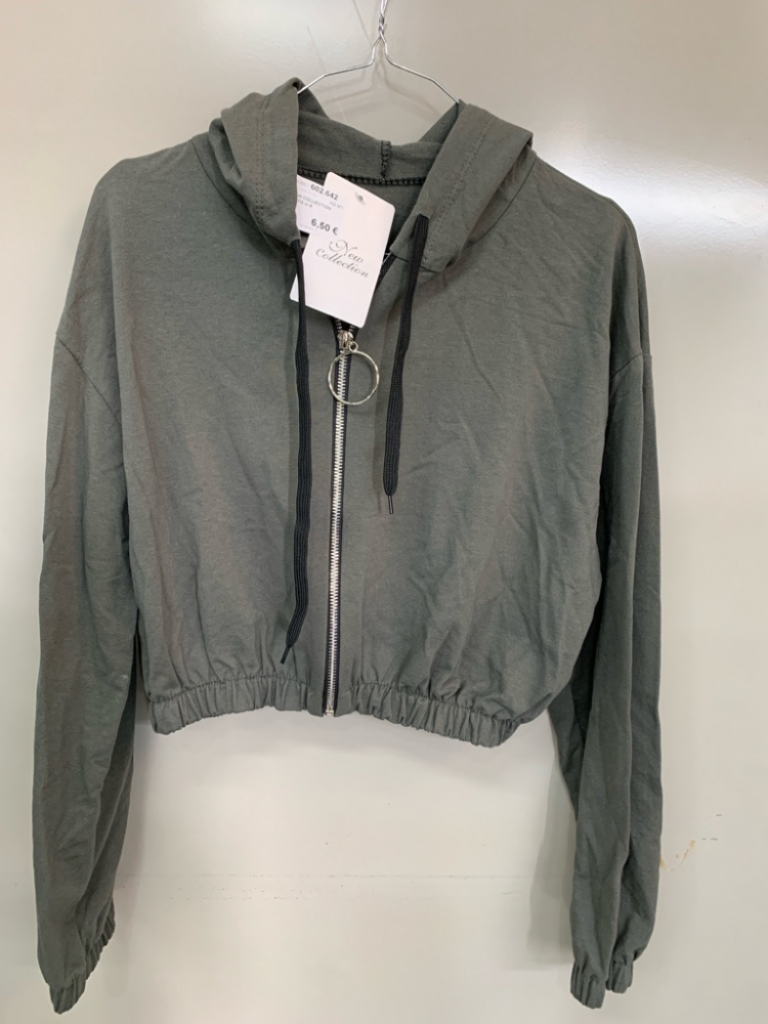 Mercatopoli Felpa Verde New Collection Crop Etichett Tg U A