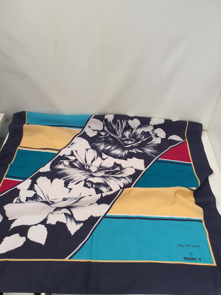 Mercatopoli Foulard Anni 70/80 Nonacompel Base Blu Fantasia Cm70 X78 Poliestere