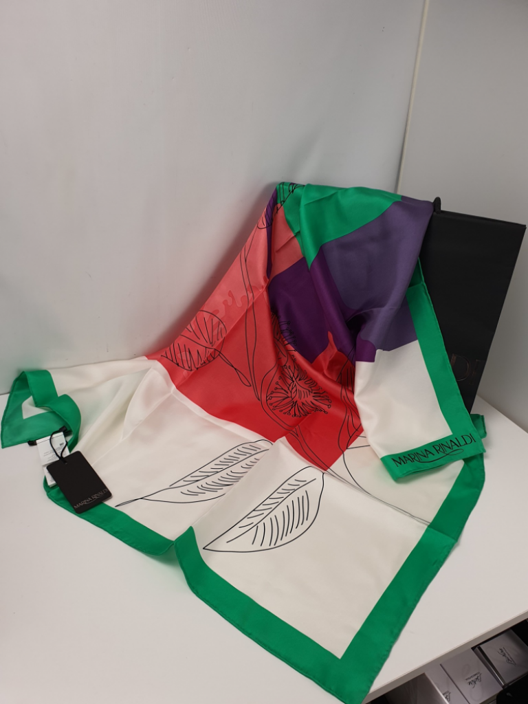 Mercatopoli Foulard Seta Marina Rinaldi Pari Al Nuovo Con Busta Shopper Carta