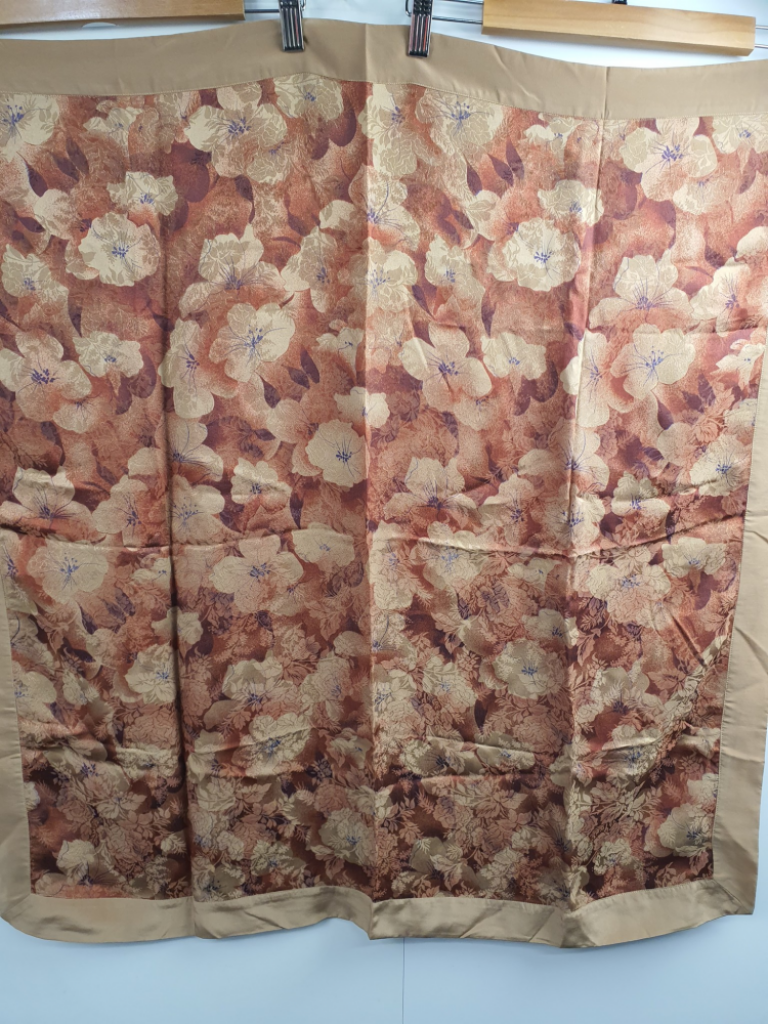 Mercatopoli Foulard Seta Vintage Di Prochownick Color Cappuccino E Rosa Antico Fiori Cm 84 X84 Circa