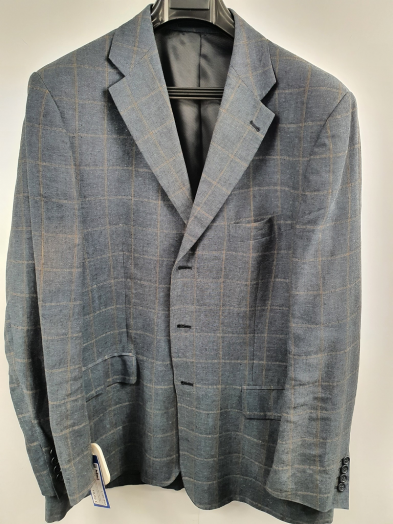 Mercatopoli Giacca Uomo Bernardi Vintage Blua Avio A Quadri ( 55% Viscosa 45% Lino )