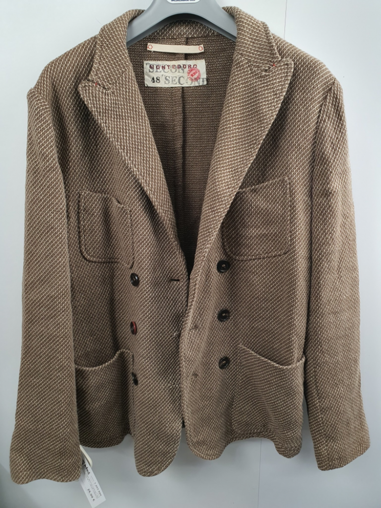 Mercatopoli Giacca Uomo Second Canvas Lino /cotone Tg 48 It L Beige /tabacco