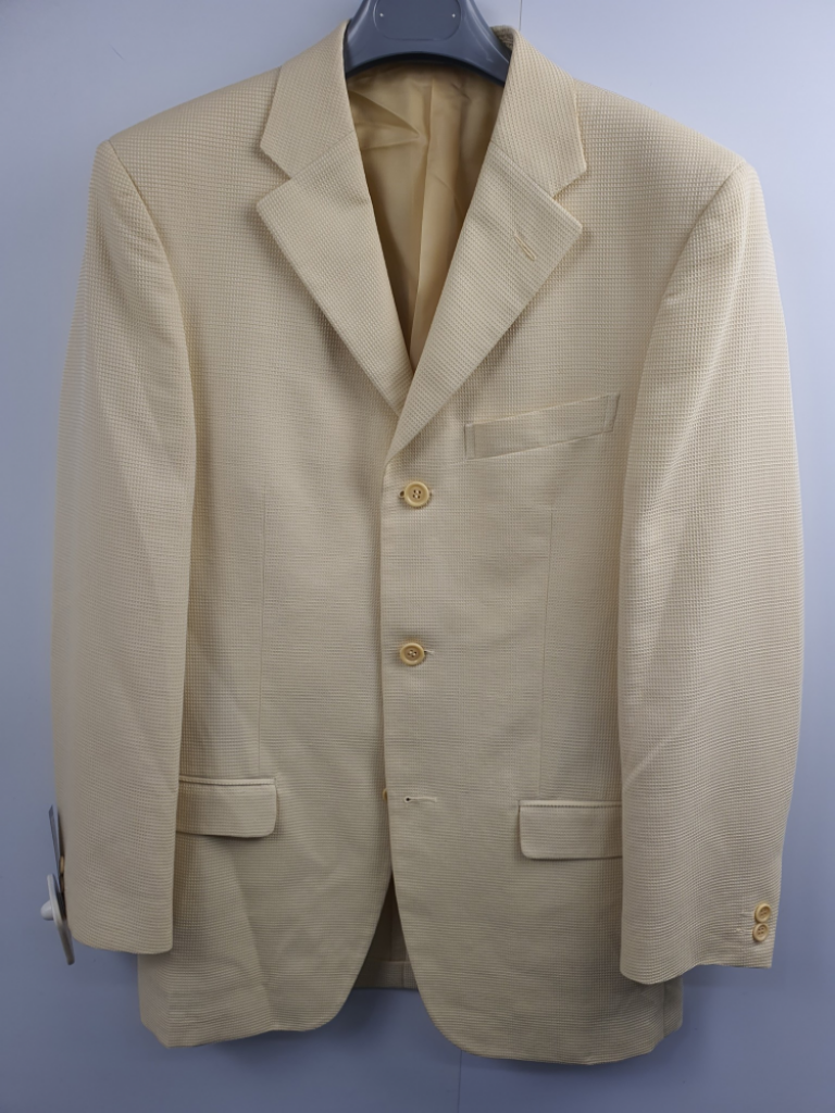 Mercatopoli Giacca Vintage Uomo Ermenegildo Zegna Cot. Nido D'ape Fod.Cupro Col.Crema Tg 48 (1 Macchia A