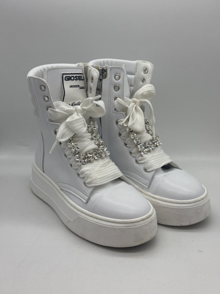 Mercatopoli Gioselin Scarpa Alta Bianca Lacci Pietre 37