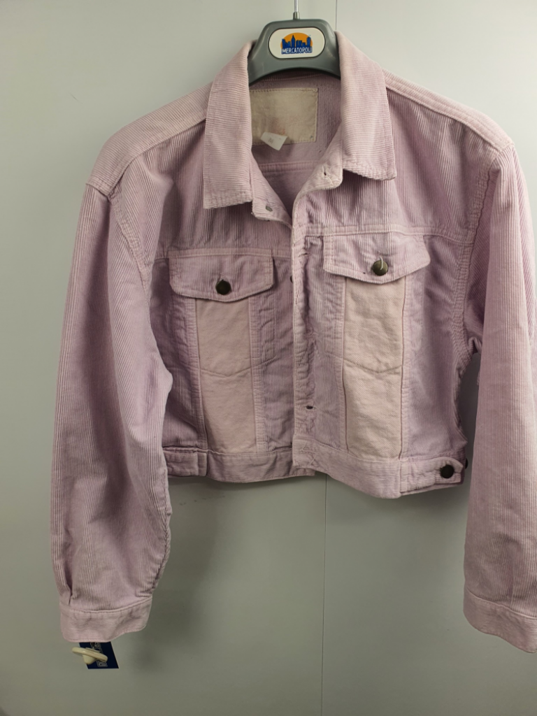 Mercatopoli Giubbotto Lilla Vintage Donna Velluto A Coste Tg S/m ( Alone Di Luce Sulle Spalle )