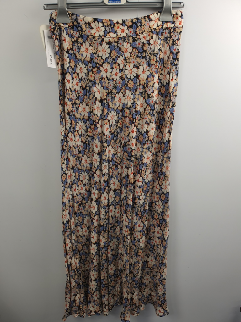 Mercatopoli Gonna Lunga Zara Fiori Di Campo Tg S 100% Cupro Naturale