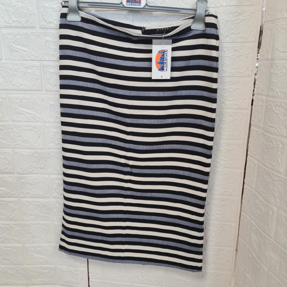 Mercatopoli Gonna Sisley Tg M Bainco Nero Azz Righe Tubino