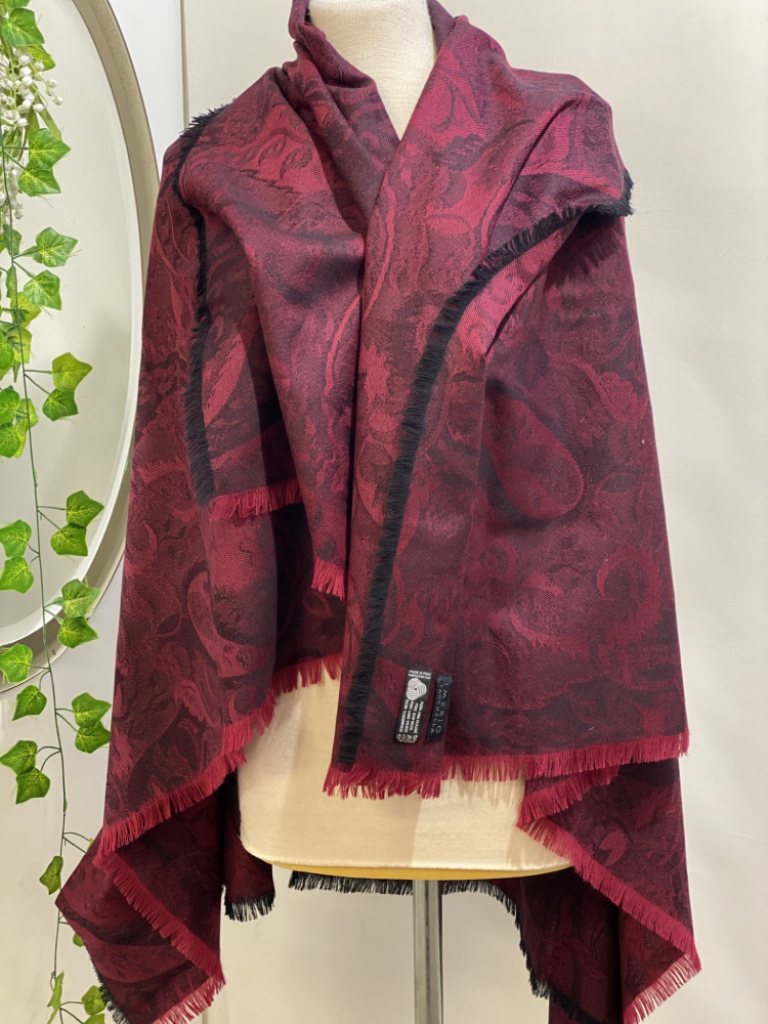 Mercatopoli IMERIO Tacchella Sciarpa Fantasia Nera Bordeaux