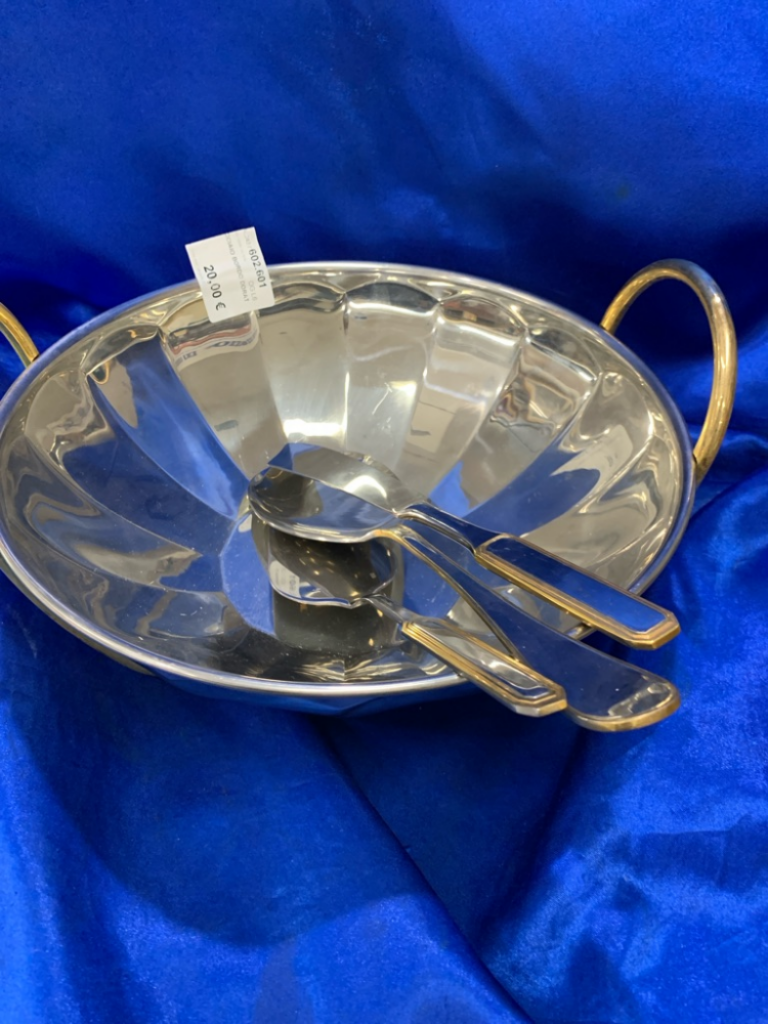 Mercatopoli INSALATIERA ACCIAIO BORDO DORAT + 3 POSATE W