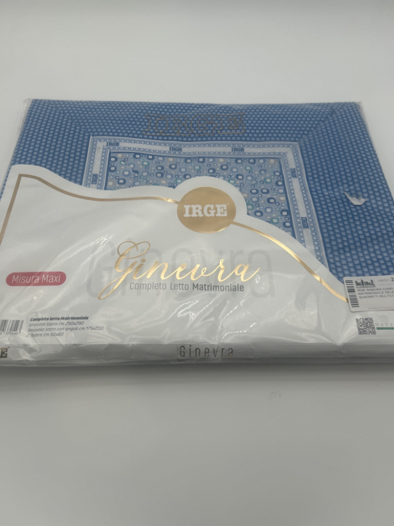 Mercatopoli Irge Ginevra Completo Letto Matrimoniale Celeste Con Quadretti Multicolor