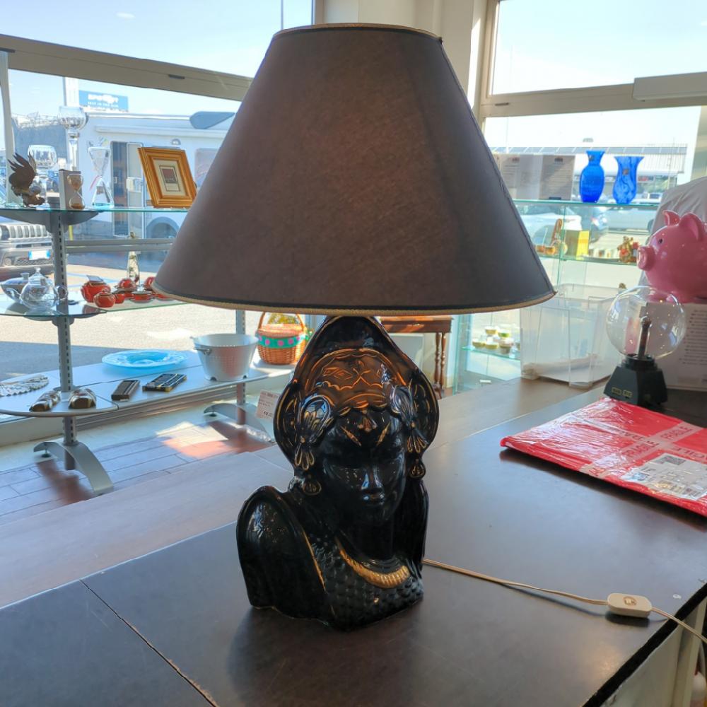 Mercatopoli Lampada Da Tavolo Statua Etnica Ceramica Nera 70