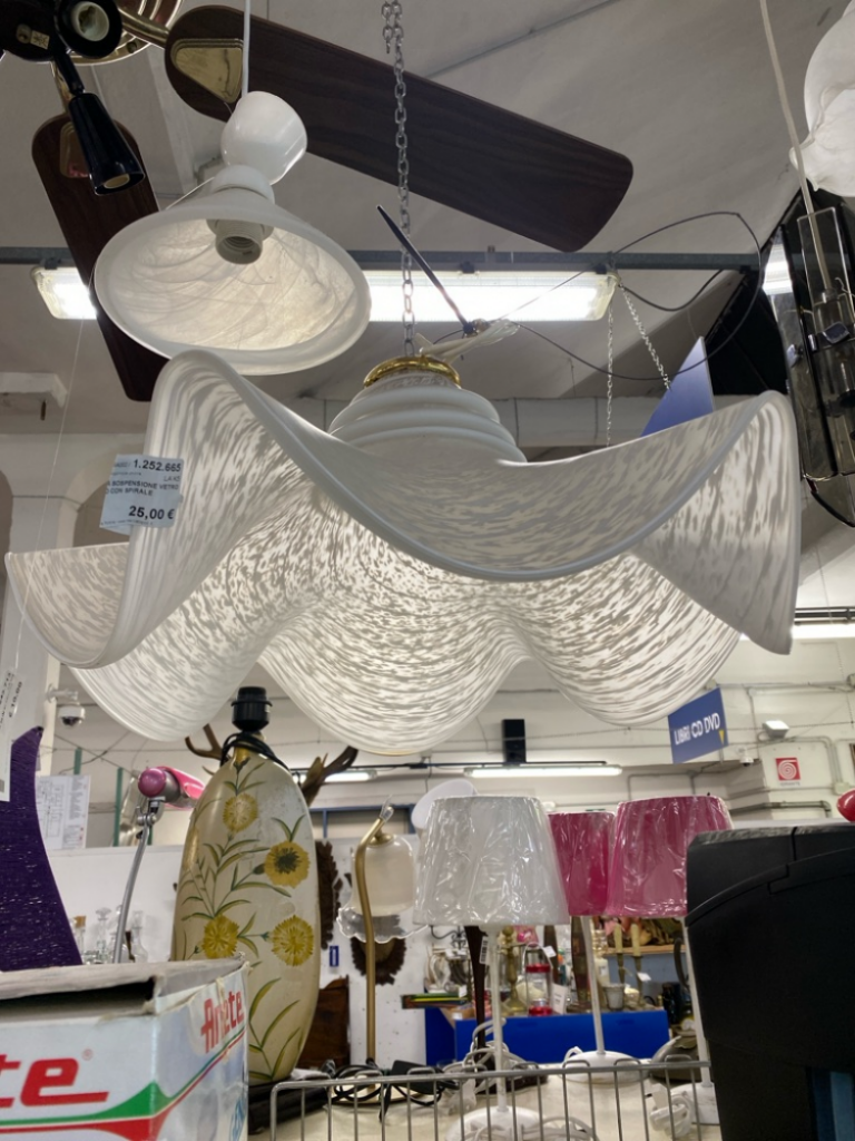 Mercatopoli Lampadario A Sospensione Vetro A Fazzoletto Con Spirale