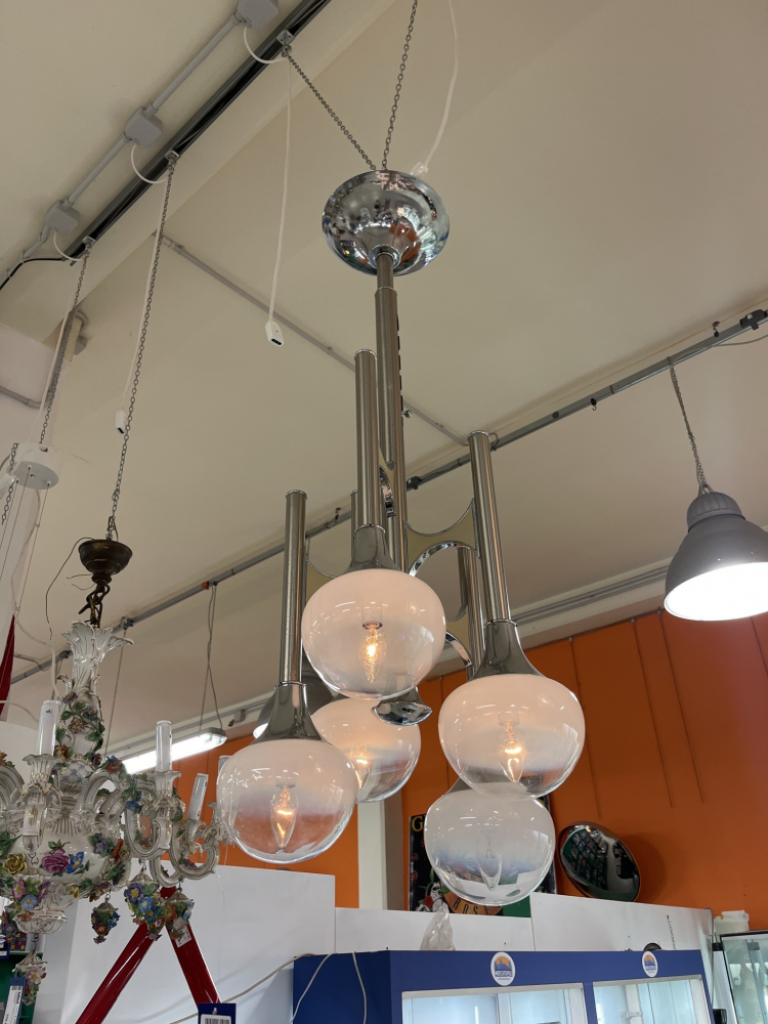 Mercatopoli Lampadario Design 1970s Trumpet Chandelier 5 Luci