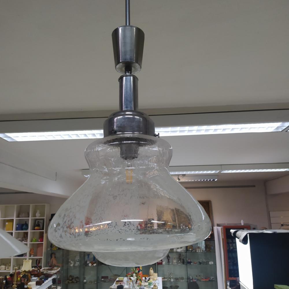 Mercatopoli Lampadario Vetro Muranno Trasparente Maculato B Stile Mazzega Vintage