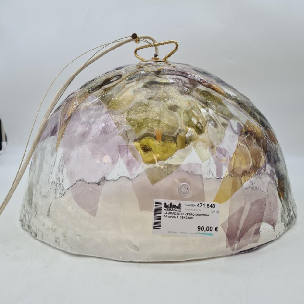 Mercatopoli LAMPADARIO VETRO MURRINA CAMPANA 39X23CM