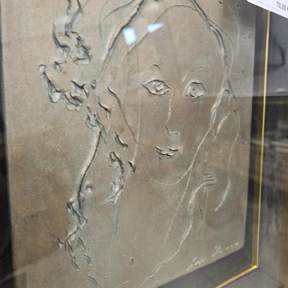 Mercatopoli LASTRA INCISA ERNESTO TRECCANI CORNICE ELEGNO 56X62CM