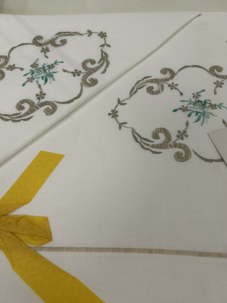 Mercatopoli Lenzuolo Matrimoniale Con Federe Greche Grige Fiorellini Verdi