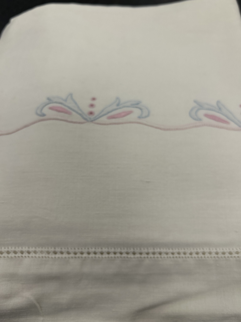 Mercatopoli Lenzuolo Matrimoniale Con Federe Ricami Rosa-azzurri