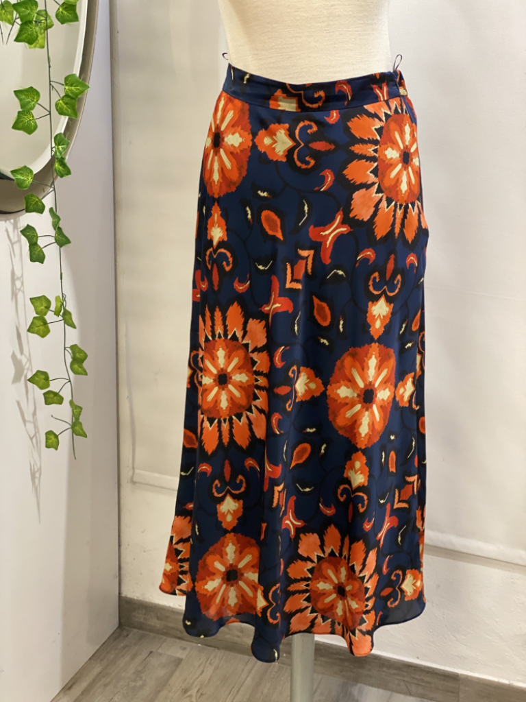 Mercatopoli LUISA SPAGNOLI Gonan Lunga Floreale Blu Arancione Donna Tg 42