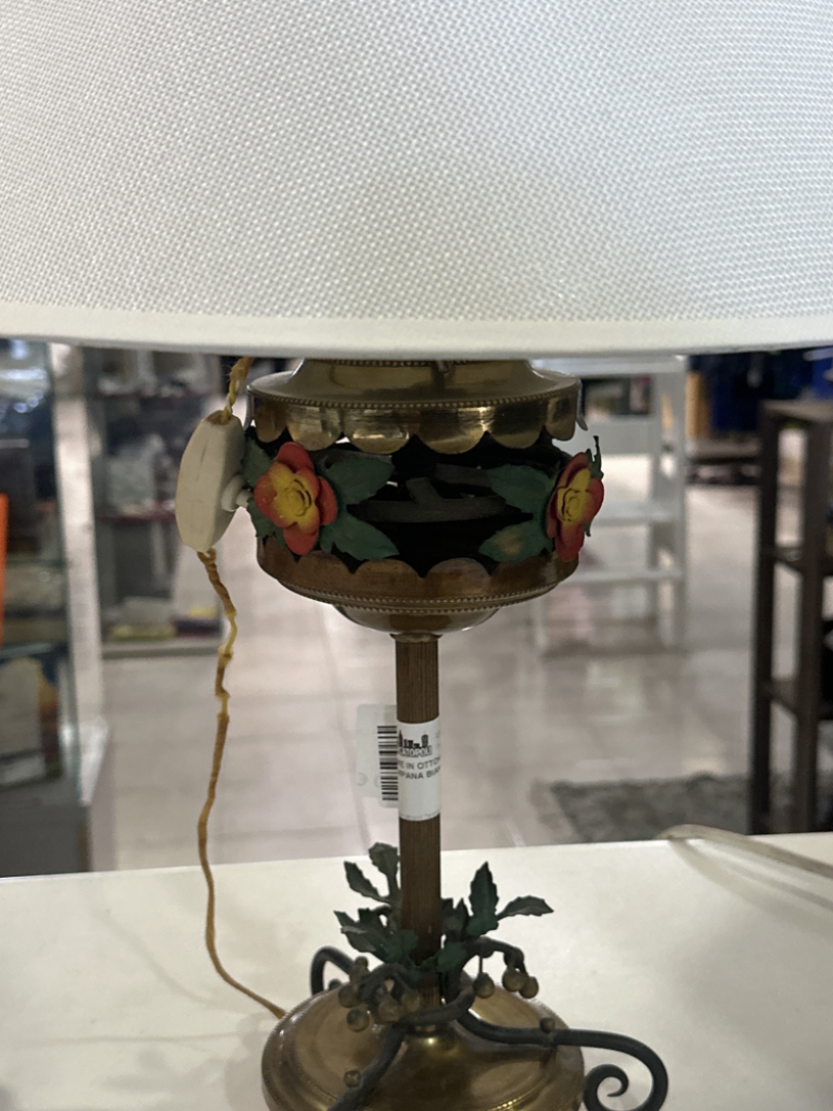 Mercatopoli LUME IN OTTONE E FERRO CON CAMPANA BIANCA