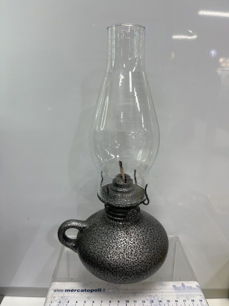 Mercatopoli Lumiera Base Metallo Kaadar Ltd C/vetro H 31 Cm