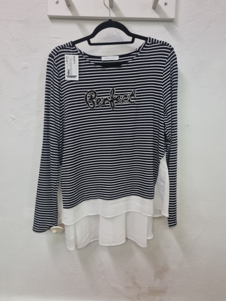 Mercatopoli Maglia Fiorella Rubino Blu E Bianca Righe Con Velo Tg 68