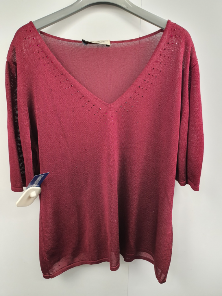 Mercatopoli Maglia Marina Rinaldi Bordeaux Mezza Manica Filo Viscosa Tg Xl