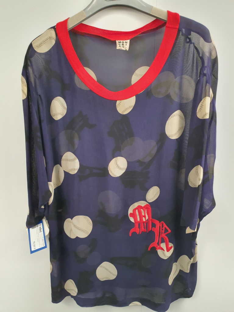 Mercatopoli Maglia Mondrian Voile Blu Palle Da Baseball Tg L Donna