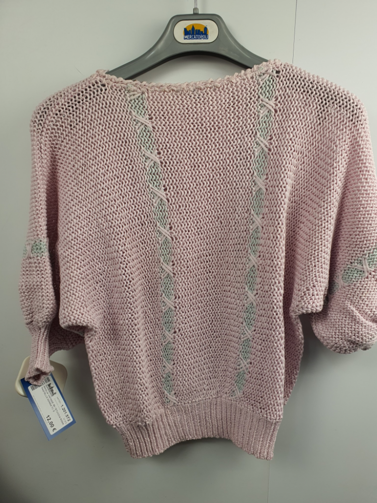 Mercatopoli Maglia Vintage '80 Fetuccia Rosa Pastello Donna Tg S