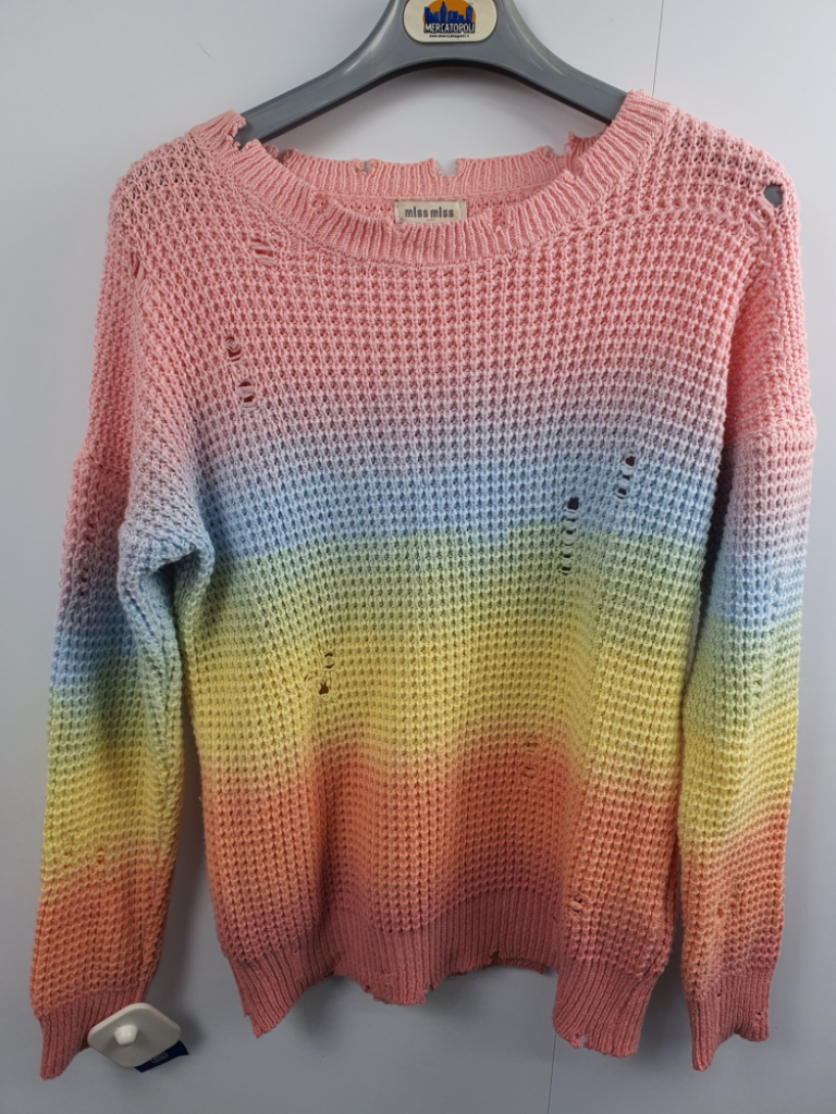 Mercatopoli Maglione Miss Miss Arcobaleno Finti Strappi Tg U