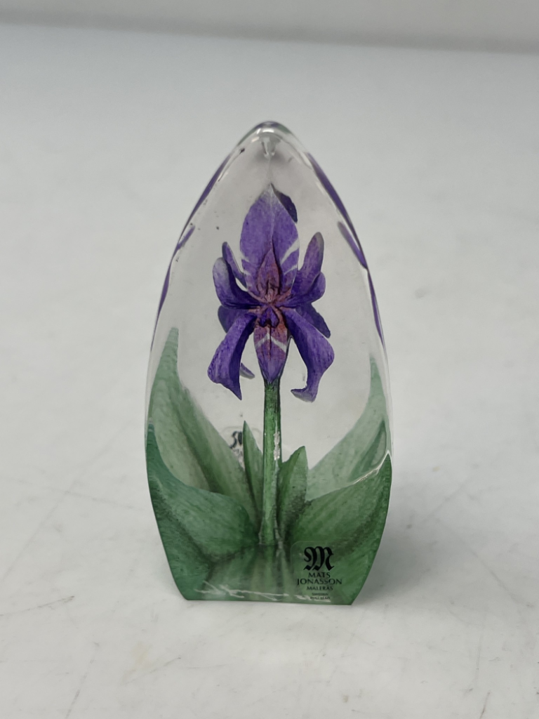 Mercatopoli Matts Jonasson Fiore Scultura Cristallo Viola Alta 8 Cm