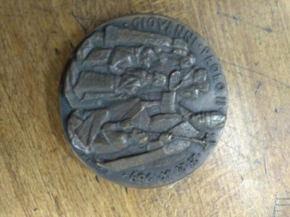 Mercatopoli Medaglia Visita Papa Giovanni Paolo II a Lucca 1989 In Bronzo