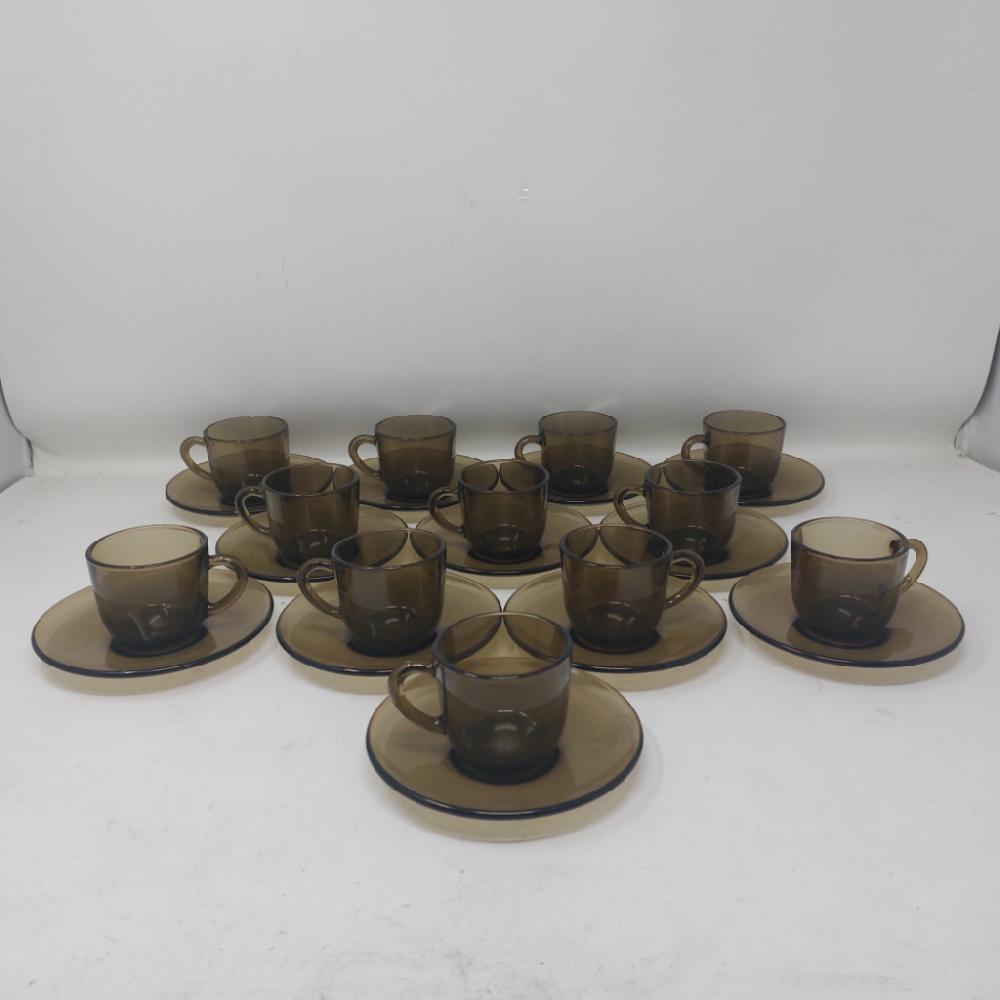 Mercatopoli 12 Tazzine Vetro Marrone Vintage