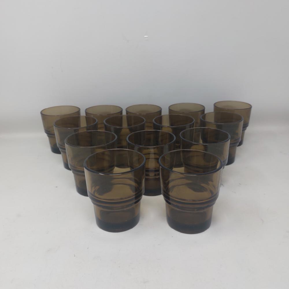 Mercatopoli 14 Bicchieri Vetro Marrone Vinrage
