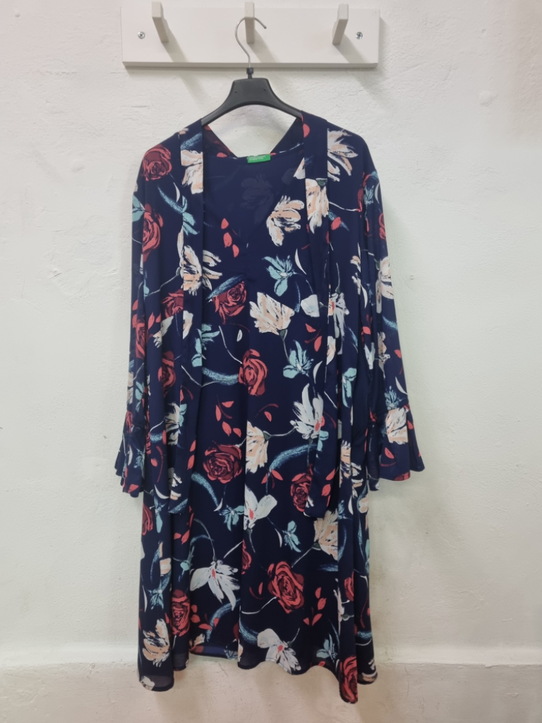 Mercatopoli Abito Fantasia Blu Benetton Tg L/xl