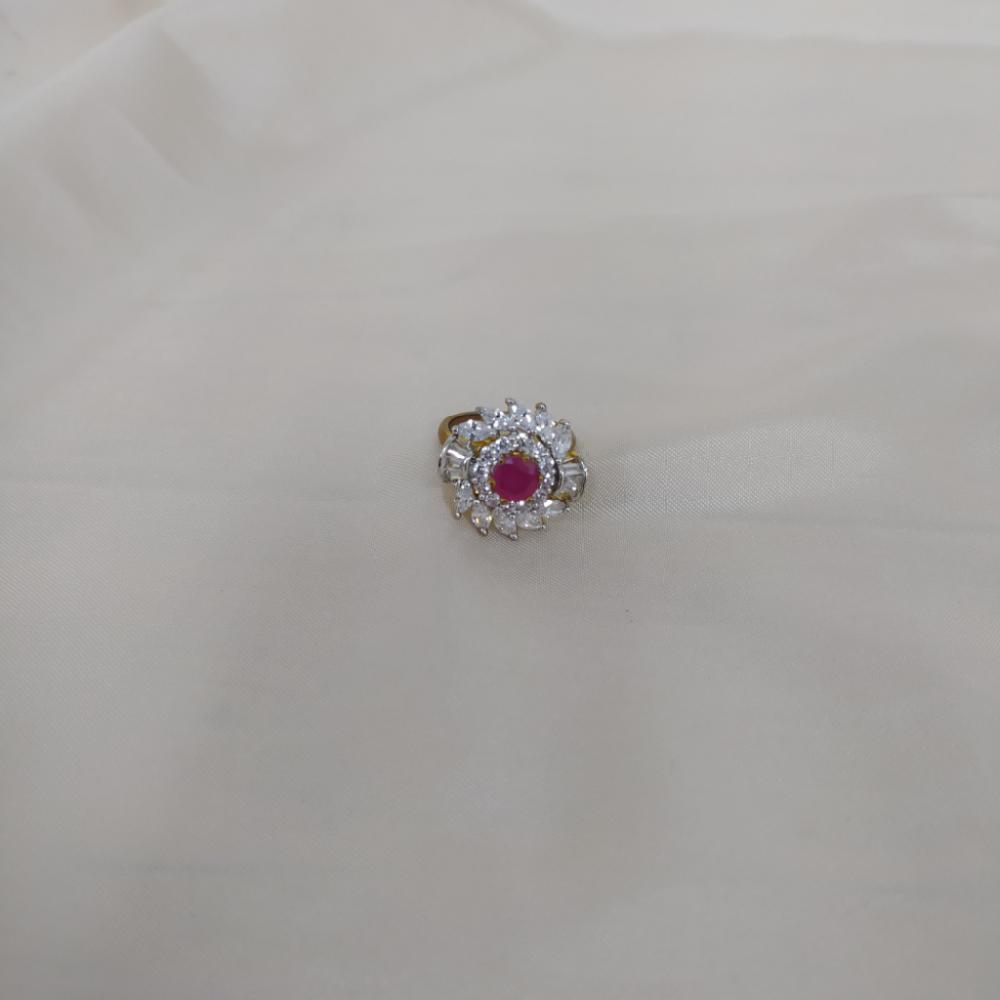 Mercatopoli Anello Acciaio Gold Pietra Rossa