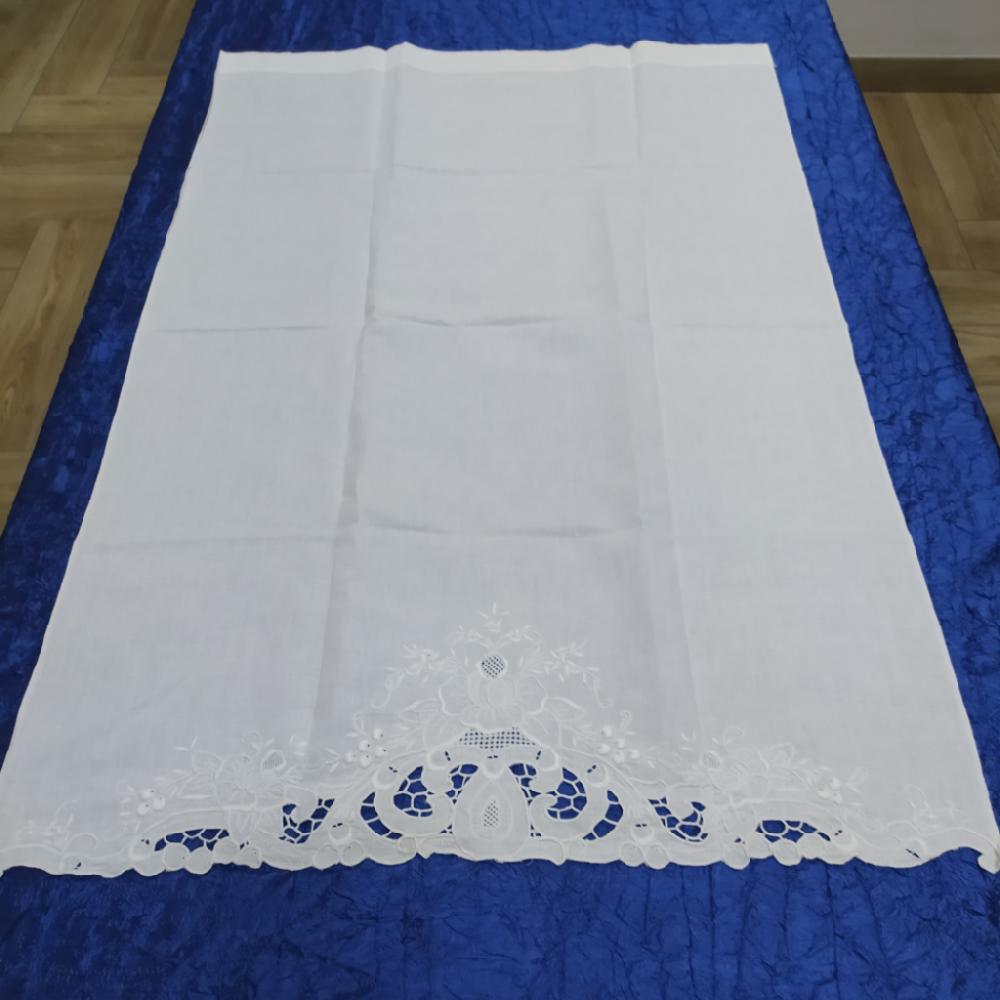 Mercatopoli Asciugamano Lino Ad Intaglio Bianco