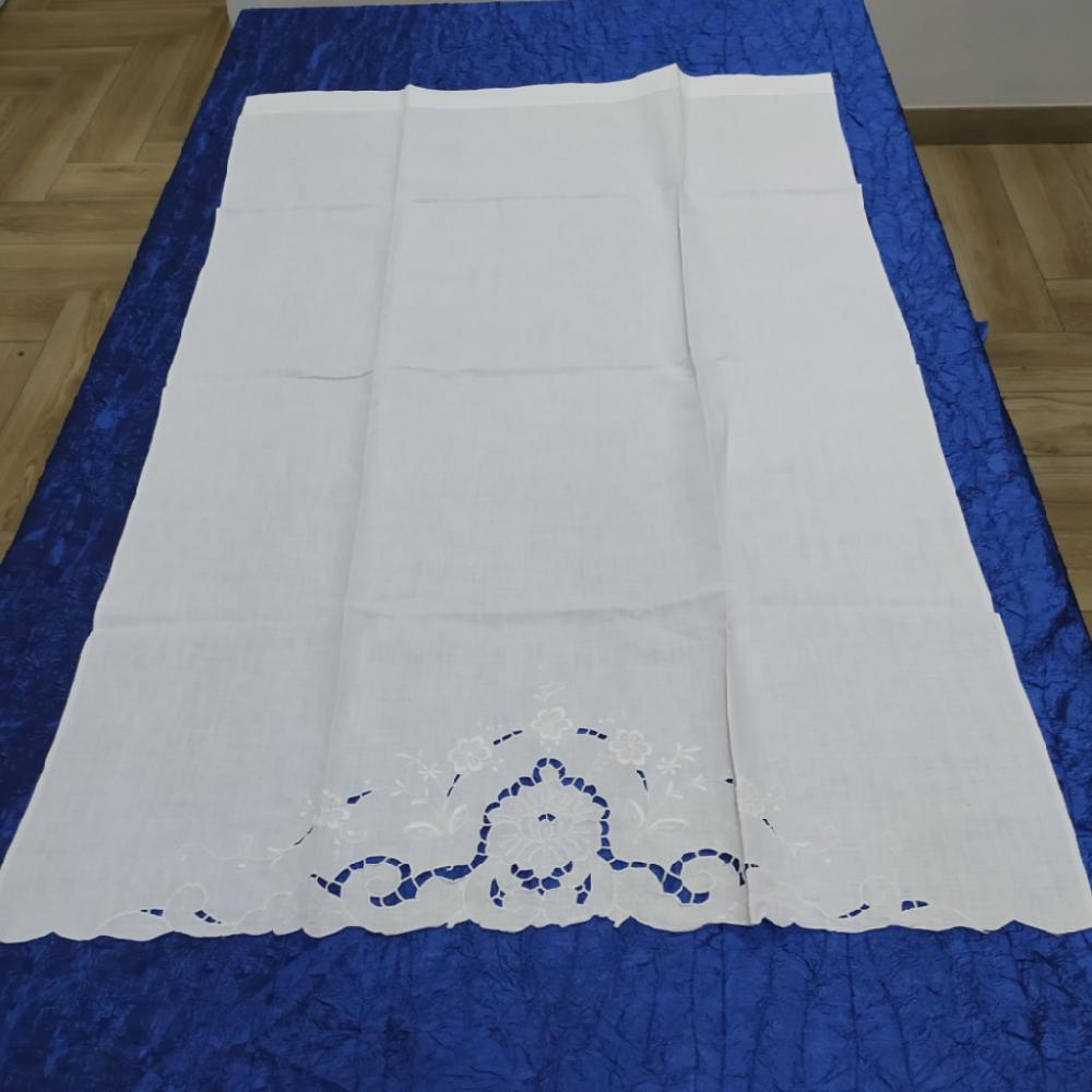 Mercatopoli Asciugamano Lino Ad Intaglio Bianco