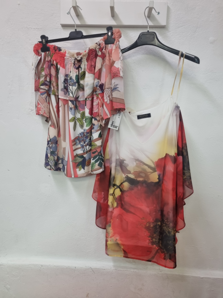 Mercatopoli Blusa Edas Fantasia Bianca E Rosa Tg M