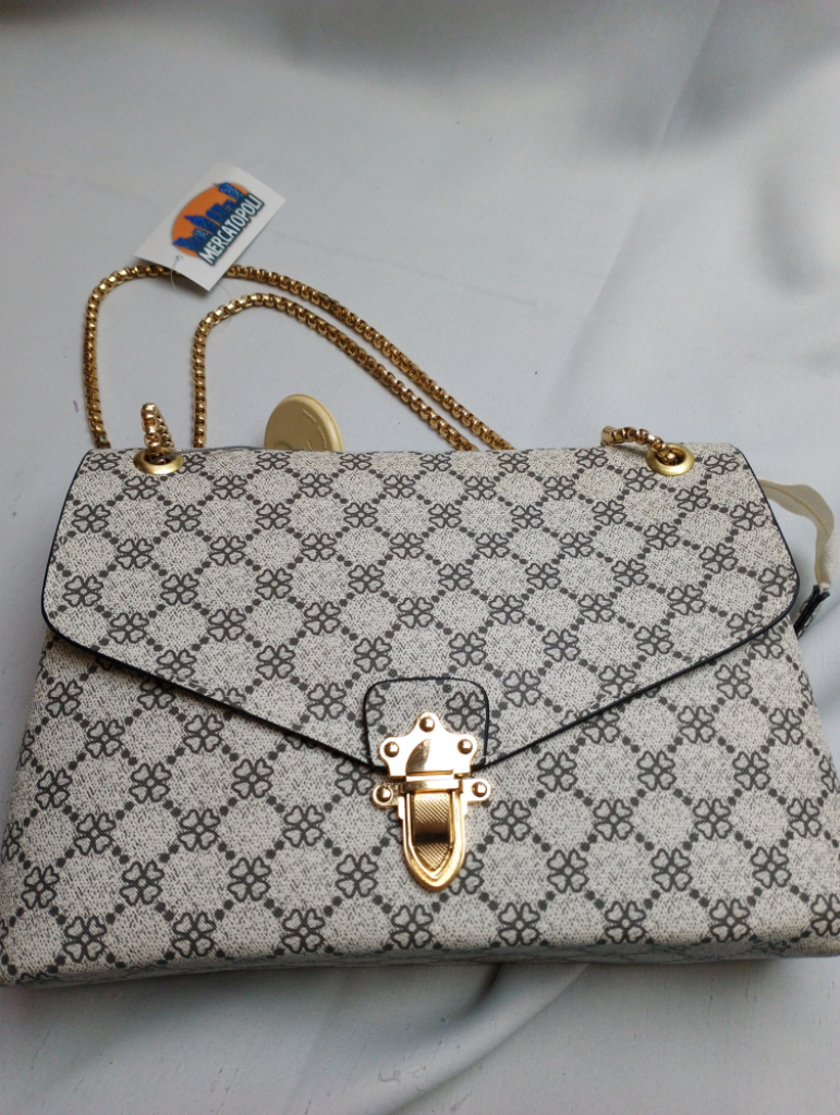 Mercatopoli Borsa Grigia Quadrifogli Catena Dorata