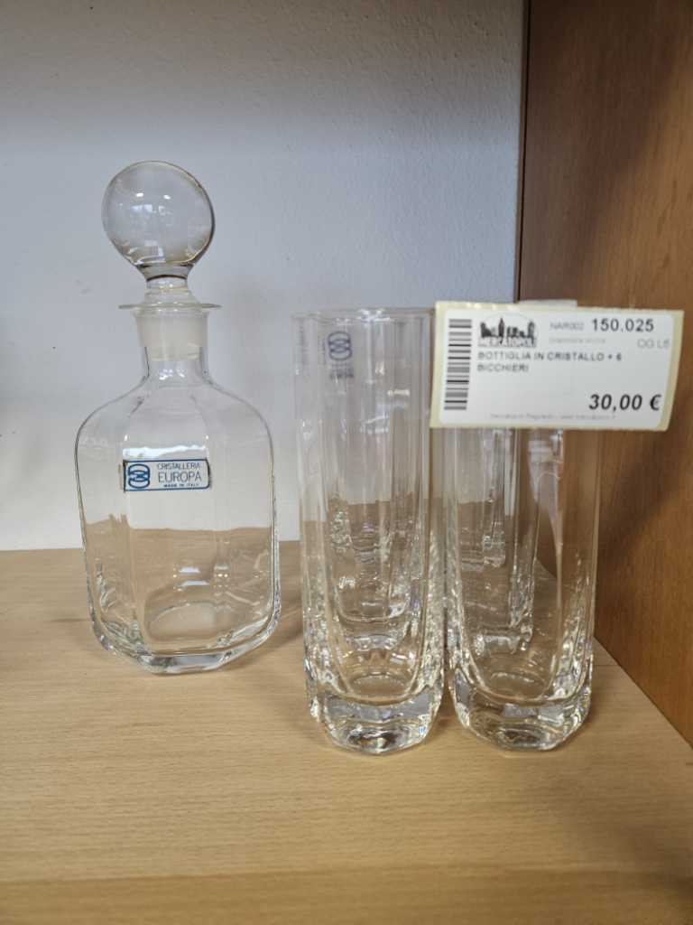 Mercatopoli Bottiglia In Cristallo + 6 Bicchieri